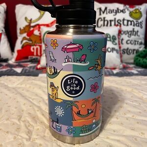 Life Is Good Colorful Beach Scene Thermos
